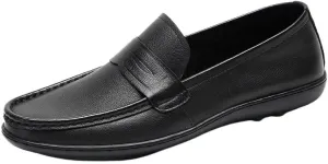 Men's Casual Loafers Slip On Genuine Leather Shoes Male Lightweight Driving Shoes Moccasins Classic Loafer Flats Boat Shoes Outdoor Walking Shoes