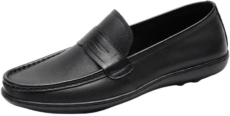 Men's Casual Loafers Slip On Genuine Leather Shoes Male Lightweight Driving Shoes Moccasins Classic Loafer Flats Boat Shoes Outdoor Walking Shoes