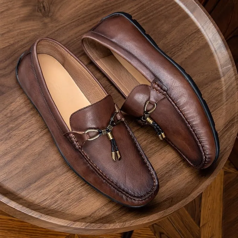 Men's Casual Loafers Slip On Leather Shoes Male Lightweight Driving Shoes Moccasins Classic Loafer Flats Boat Shoes Outdoor Walking Shoes
