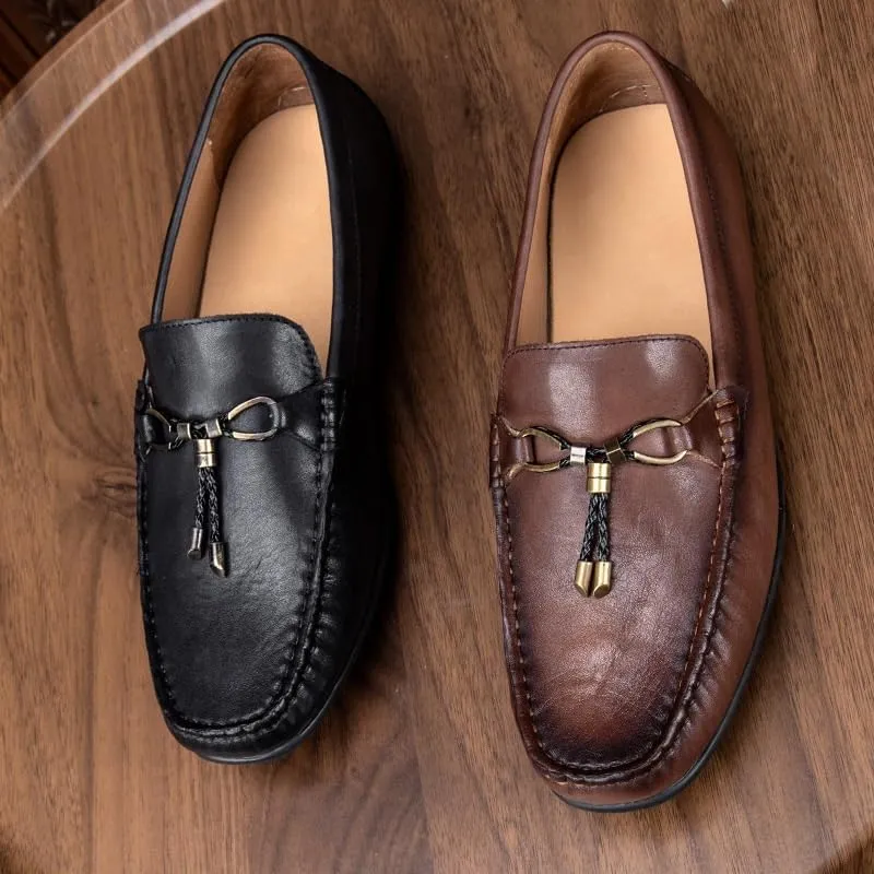 Men's Casual Loafers Slip On Leather Shoes Male Lightweight Driving Shoes Moccasins Classic Loafer Flats Boat Shoes Outdoor Walking Shoes