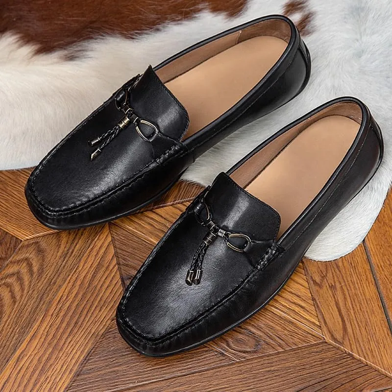 Men's Casual Loafers Slip On Leather Shoes Male Lightweight Driving Shoes Moccasins Classic Loafer Flats Boat Shoes Outdoor Walking Shoes
