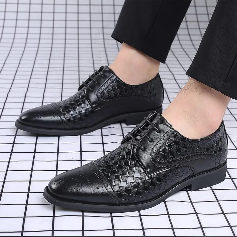 Men's Classic Derby Shoes Casual Formal Business Oxford Shoes for Men Height Increasing Non-Slip Softsole Walking Tuxedo Shoes
