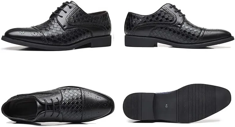 Men's Classic Derby Shoes Casual Formal Business Oxford Shoes for Men Height Increasing Non-Slip Softsole Walking Tuxedo Shoes