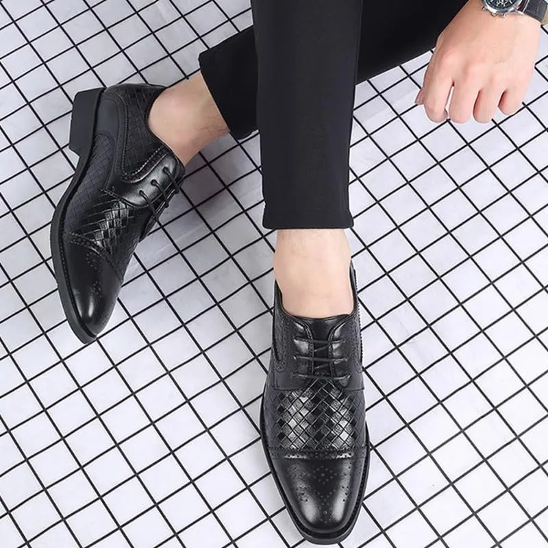 Men's Classic Derby Shoes Casual Formal Business Oxford Shoes for Men Height Increasing Non-Slip Softsole Walking Tuxedo Shoes