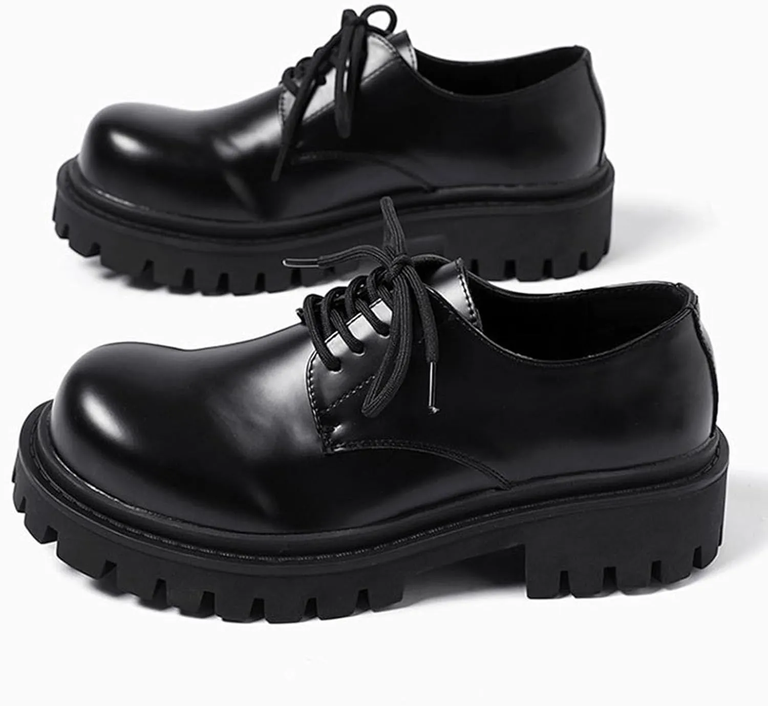 Men's Classic Formal Round Toe Thick Sole Platform Derby Shoes Comfortable Non-slip Business Formal Casual Suit Sh