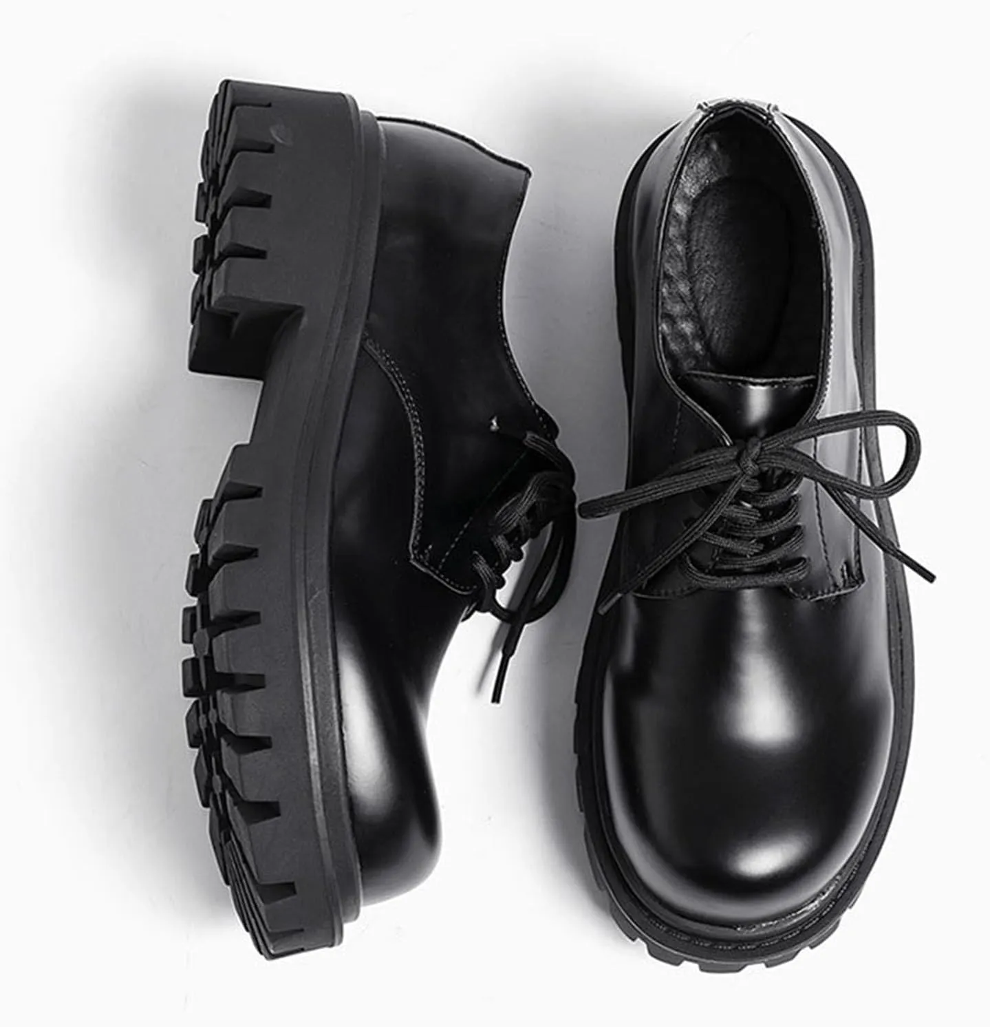 Men's Classic Formal Round Toe Thick Sole Platform Derby Shoes Comfortable Non-slip Business Formal Casual Suit Sh