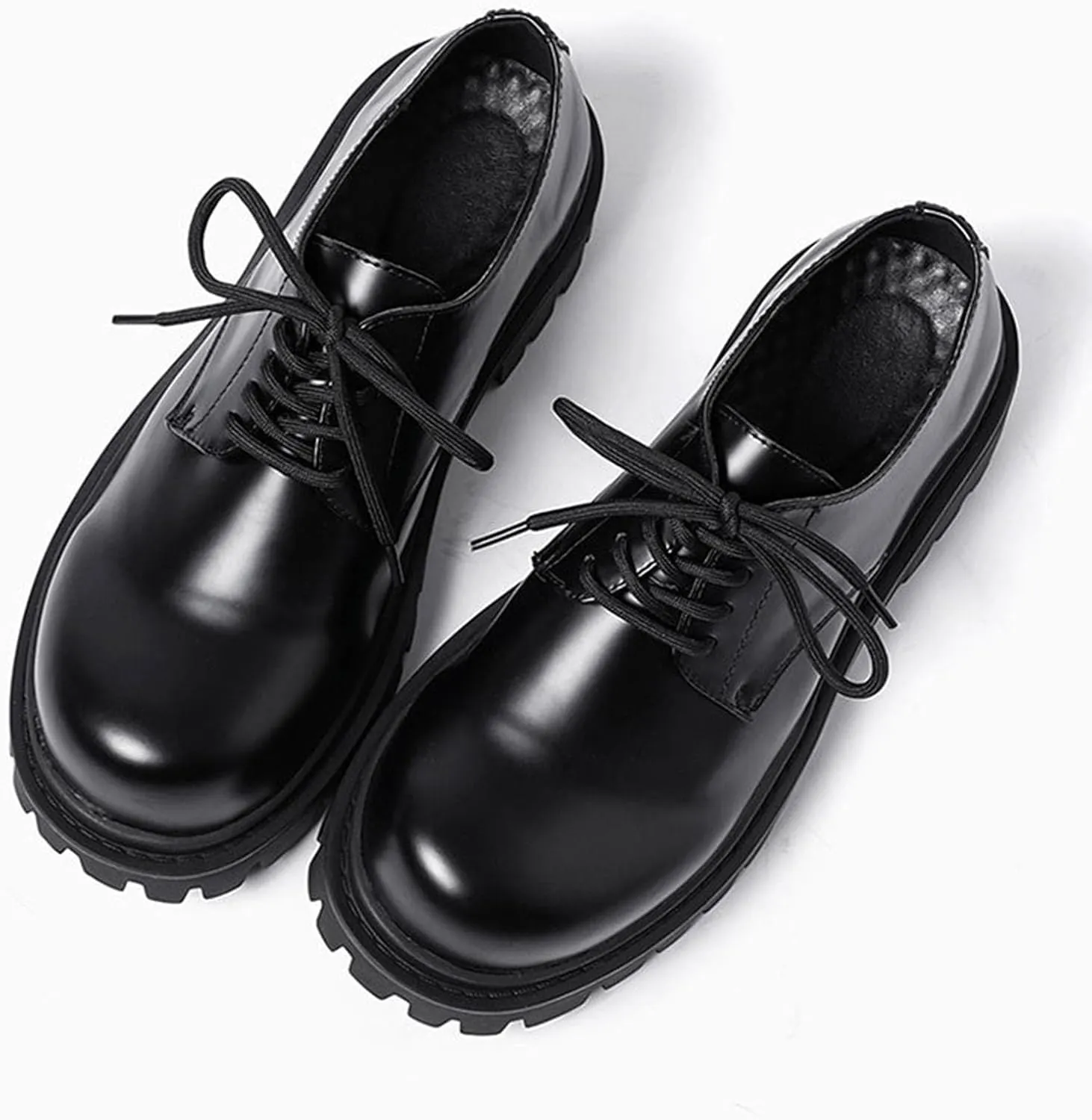 Men's Classic Formal Round Toe Thick Sole Platform Derby Shoes Comfortable Non-slip Business Formal Casual Suit Sh