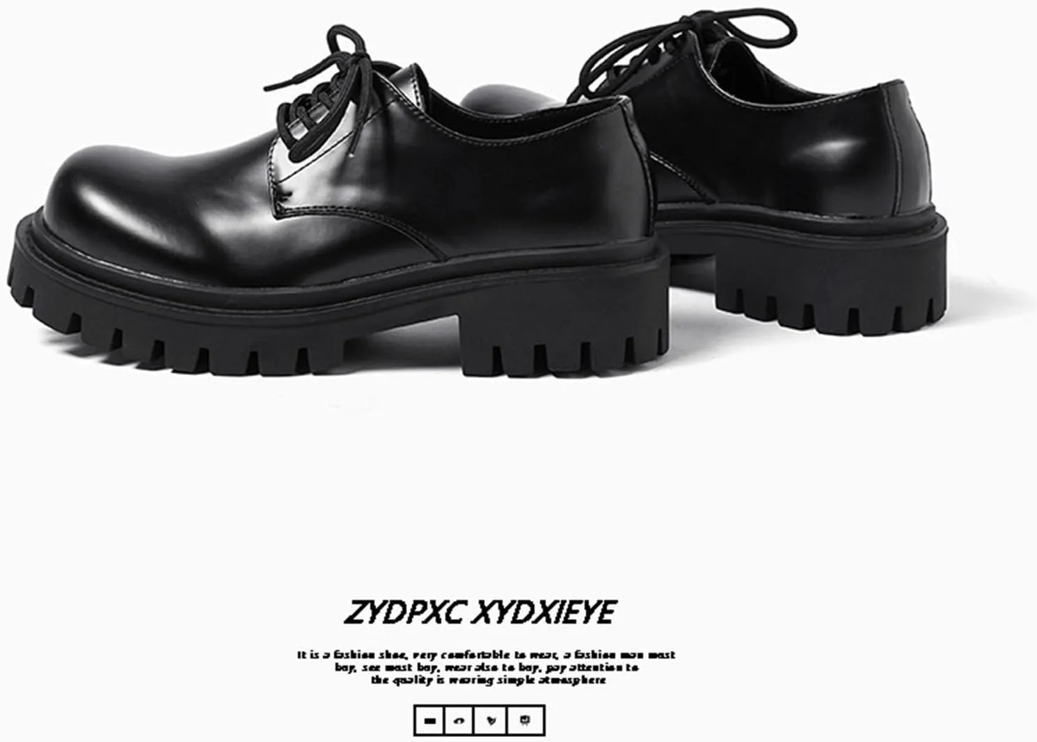 Men's Classic Formal Round Toe Thick Sole Platform Derby Shoes Comfortable Non-slip Business Formal Casual Suit Sh