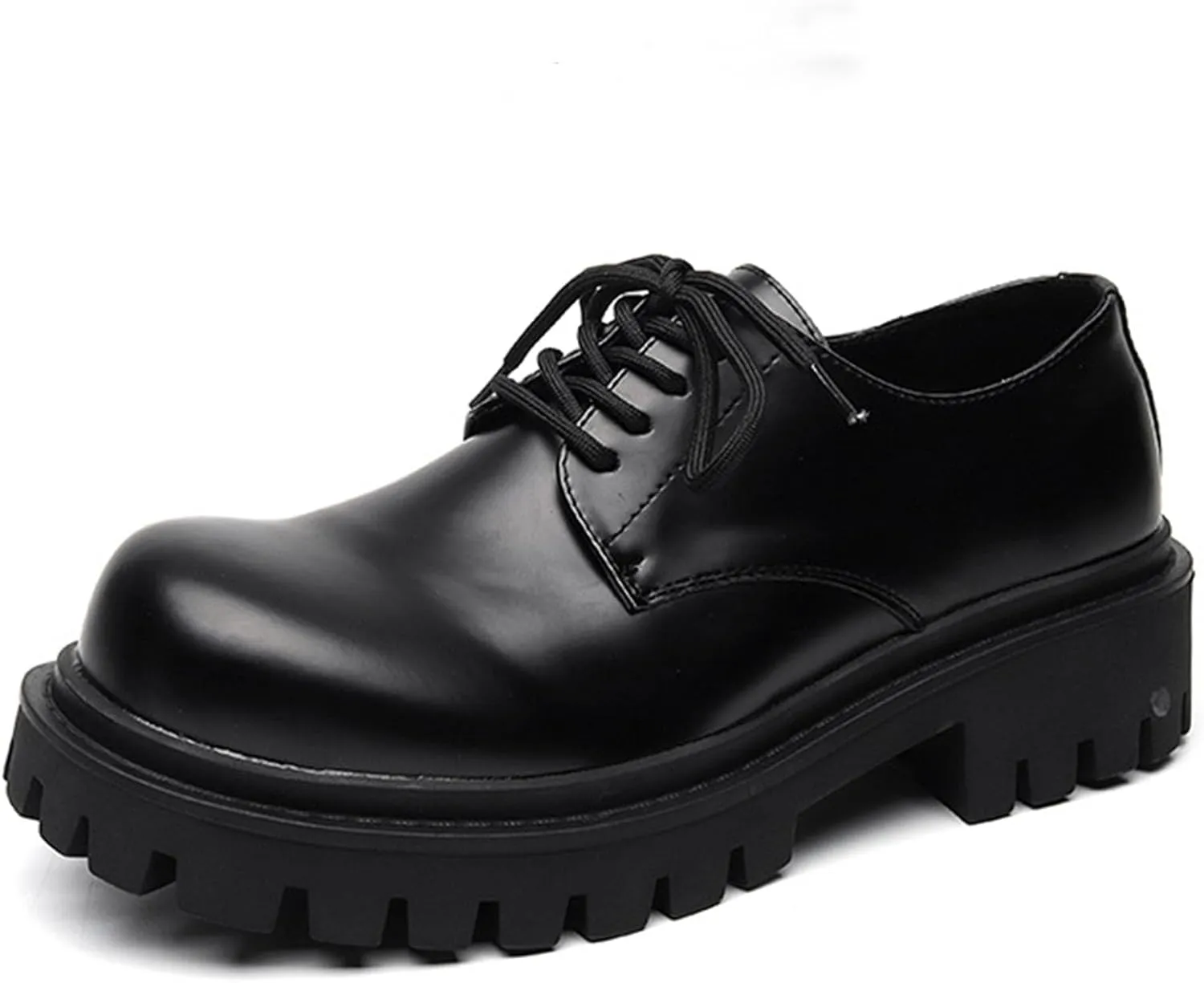 Men's Classic Formal Round Toe Thick Sole Platform Derby Shoes Comfortable Non-slip Business Formal Casual Suit Sh
