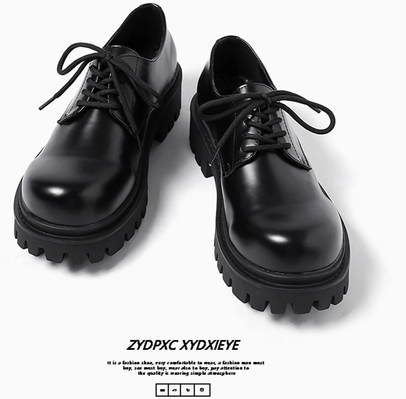Men's Classic Formal Round Toe Thick Sole Platform Derby Shoes Comfortable Non-slip Business Formal Casual Suit Sh