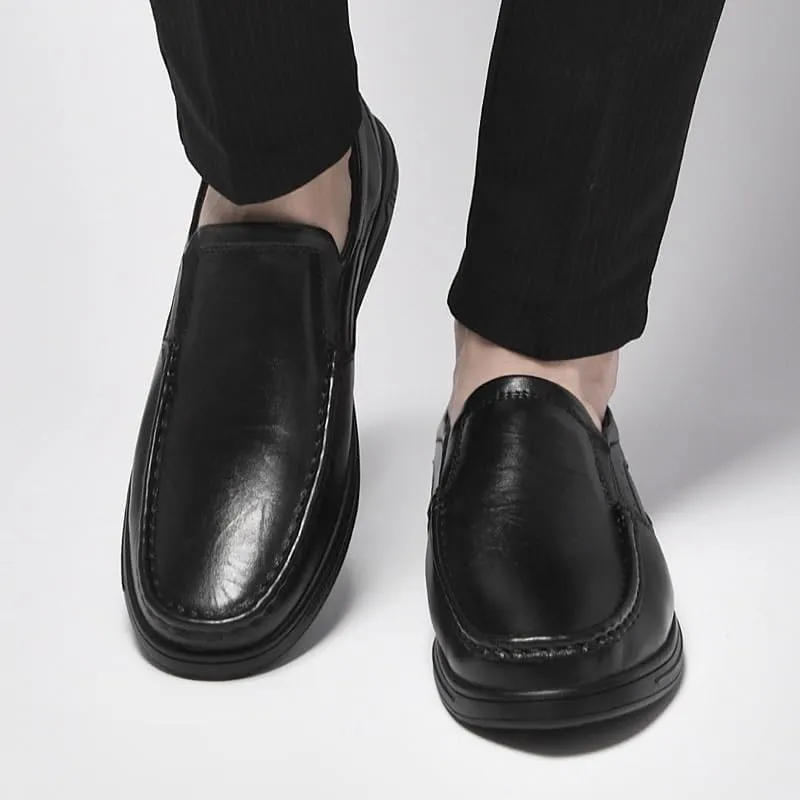 Men's Classic Leather Oxford Shoes Summer Dress Shoes Business Formal Slip-On Comfortable Derby Shoes(Black,10.5)