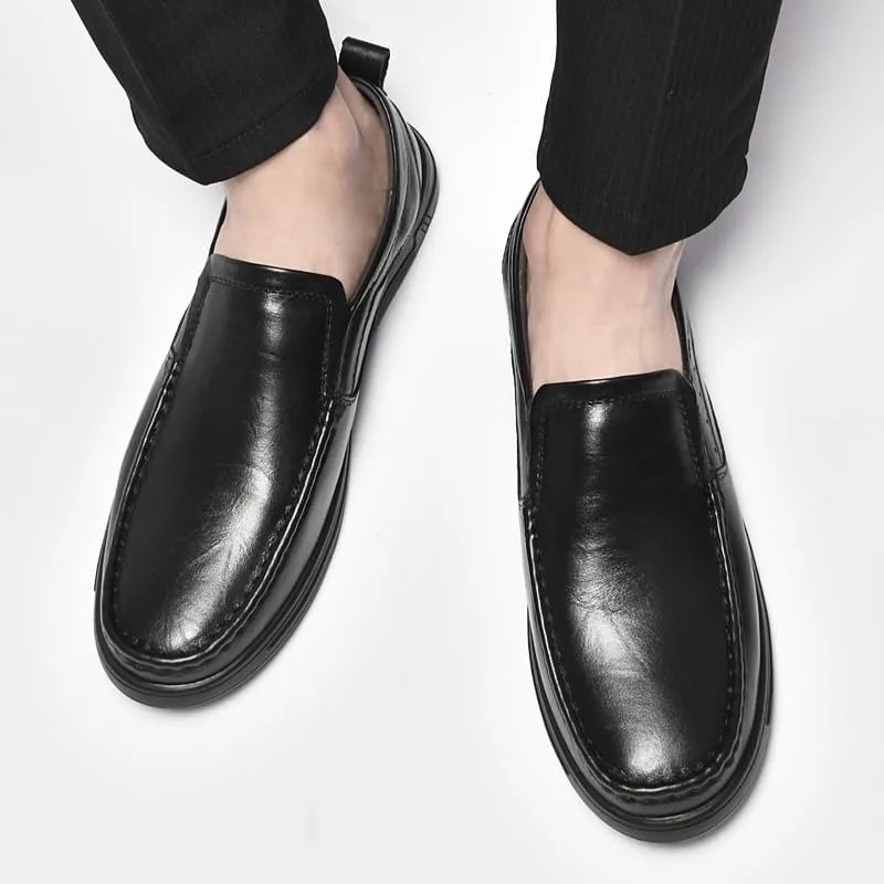 Men's Classic Leather Oxford Shoes Summer Dress Shoes Business Formal Slip-On Comfortable Derby Shoes(Black,10.5)