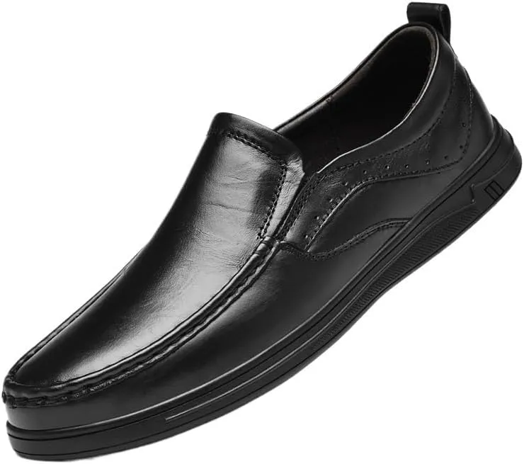 Men's Classic Leather Oxford Shoes Summer Dress Shoes Business Formal Slip-On Comfortable Derby Shoes(Black,10.5)