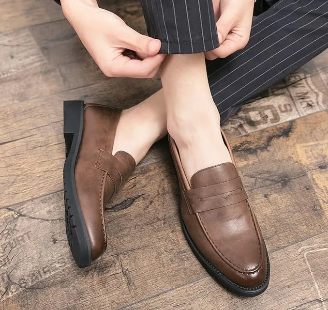 Men's Classic Slip On Derby Mens Formal Business Brogue Oxford Shoes