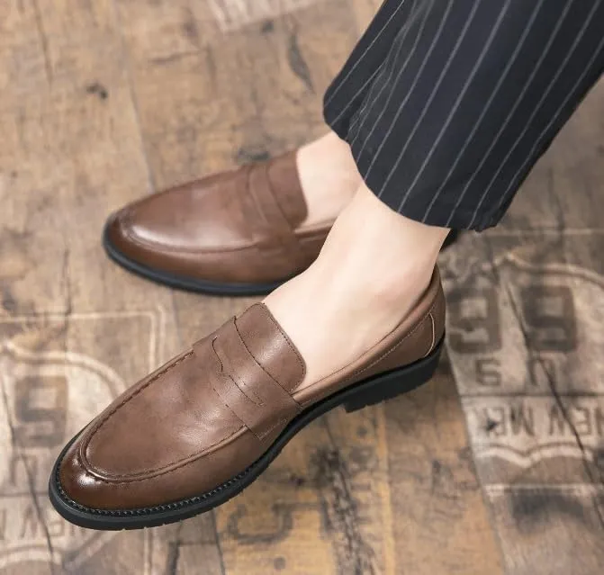 Men's Classic Slip On Derby Mens Formal Business Brogue Oxford Shoes