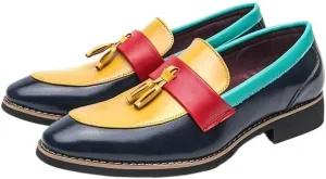Men's Color Slip On Tassel Loafer Shoes, Comfy Non Slip Casual Rubber Sole Dress Shoes for Men's Outdoor Activities