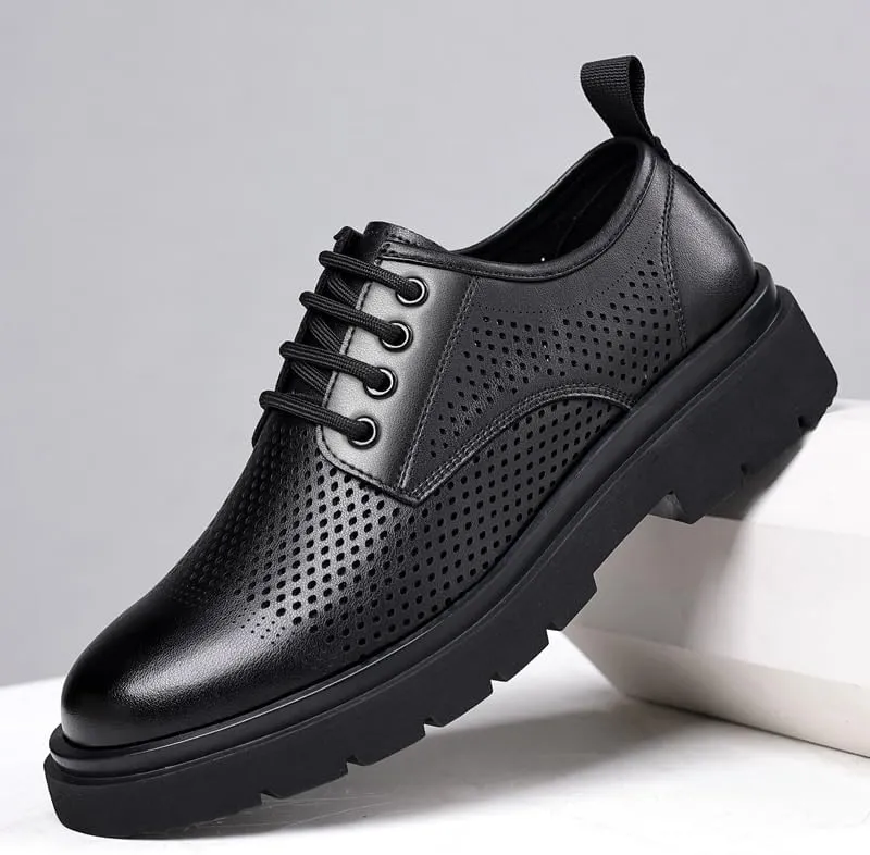 Men's Contemporary Brogue Oxford Shoes - Breathable Lining Dress Footwear for Business Plan Presentations & Investor Relations Events
