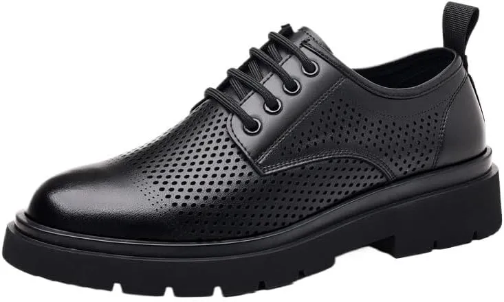 Men's Contemporary Brogue Oxford Shoes - Breathable Lining Dress Footwear for Business Plan Presentations & Investor Relations Events