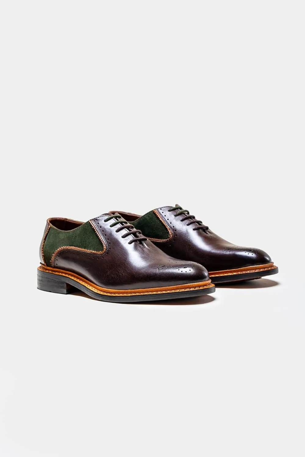 Mens Derby Lace Up Suede Leather Mix Dress Shoes Formal Wedding Business Footwear