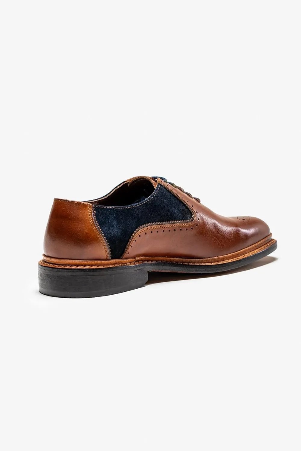 Mens Derby Lace Up Suede Leather Mix Dress Shoes Formal Wedding Business Footwear