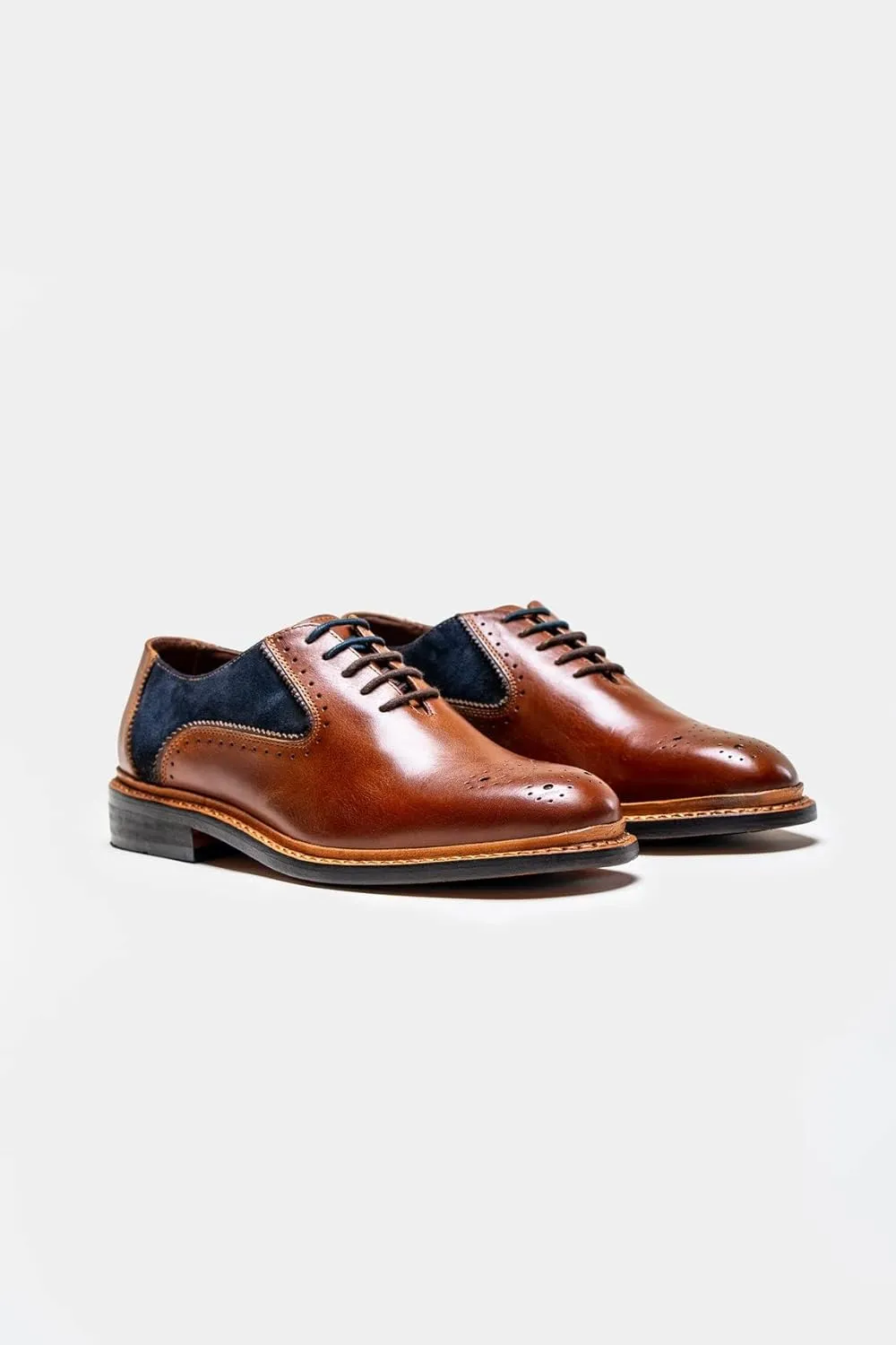 Mens Derby Lace Up Suede Leather Mix Dress Shoes Formal Wedding Business Footwear