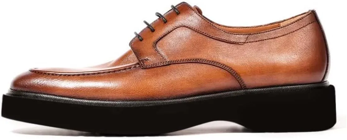 Men's Dress Shoes Men's Casual Business Genuine Leather Shoes Heightened Sole Splicing Leather Classic Oxford Loafer Dress Shoes
