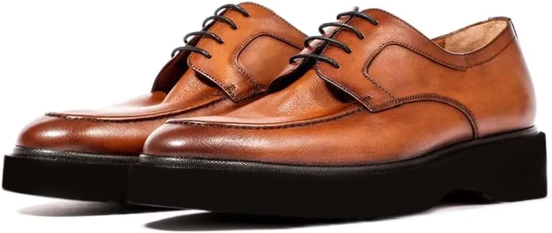 Men's Dress Shoes Men's Casual Business Genuine Leather Shoes Heightened Sole Splicing Leather Classic Oxford Loafer Dress Shoes