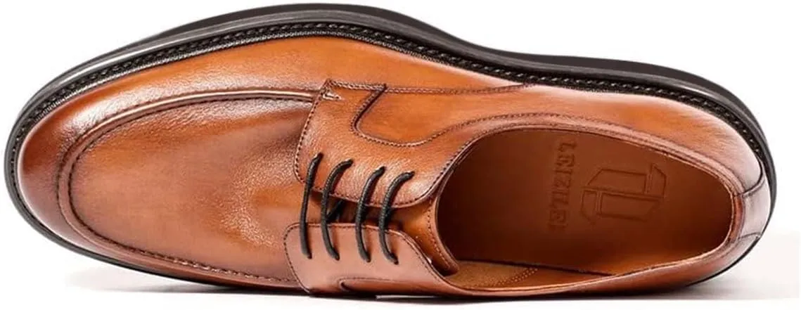 Men's Dress Shoes Men's Casual Business Genuine Leather Shoes Heightened Sole Splicing Leather Classic Oxford Loafer Dress Shoes