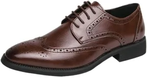 Men's Dress Shoes Mens Genuine Leather Lace Up Oxfords Shoes Comfort Pointed Toe Derby Shoes for Men