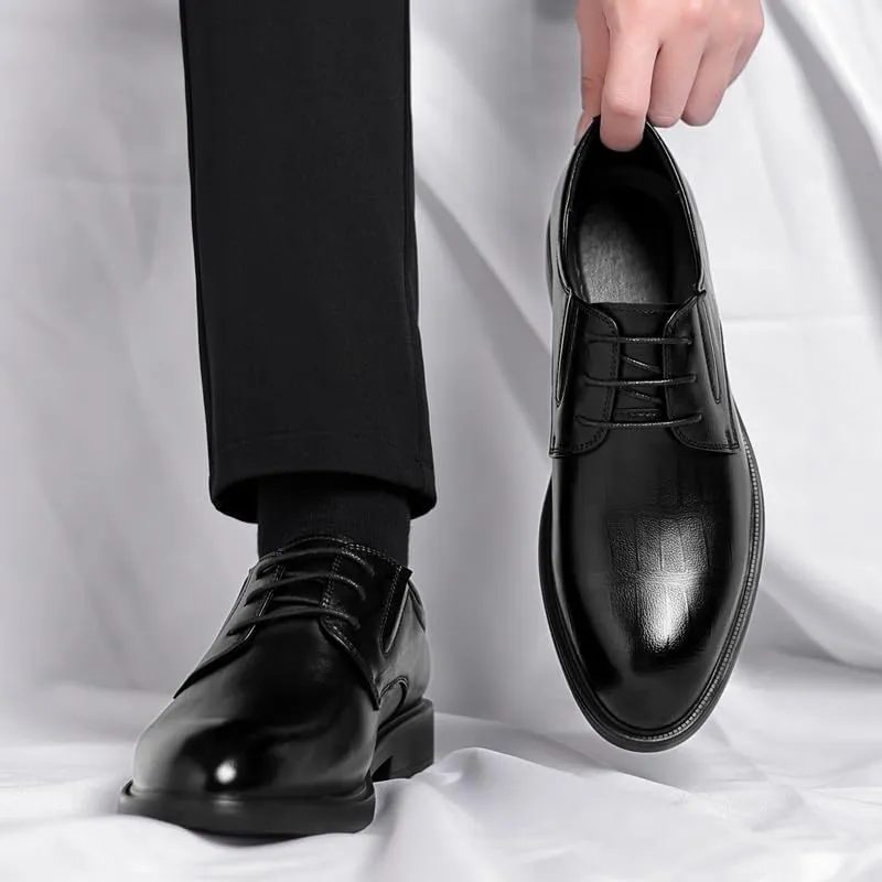 Men's Dress Shoes Patent Leather Classic Lace-up Mens Oxfords Business Wedding Derby Shoes for Men
