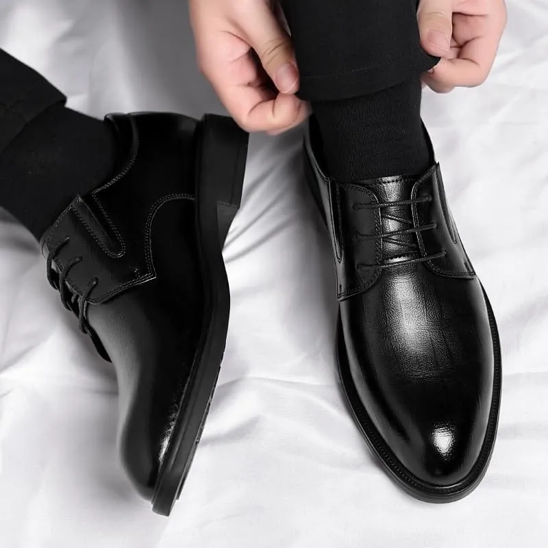Men's Dress Shoes Patent Leather Classic Lace-up Mens Oxfords Business Wedding Derby Shoes for Men