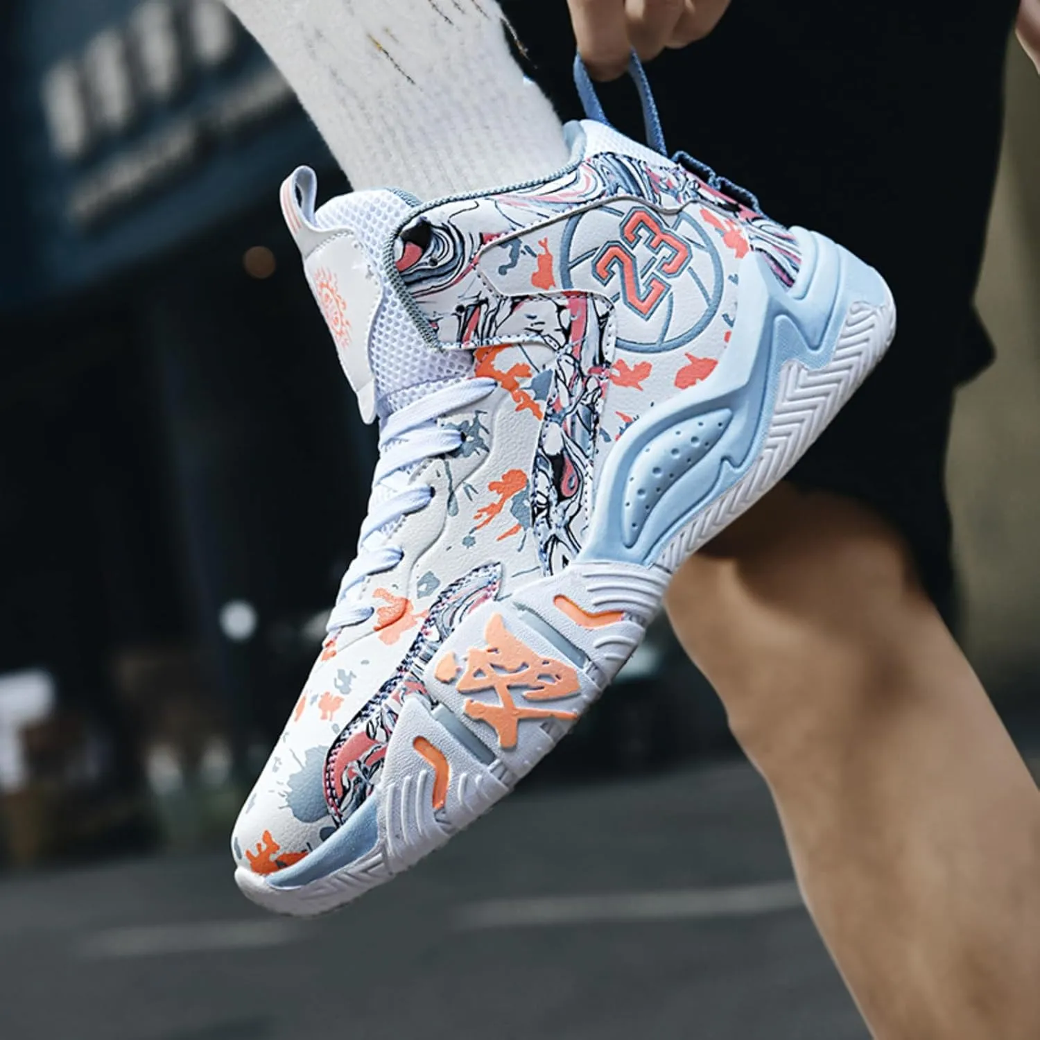 Men's Fashion Breathable Mesh High Top Basketball Shoes Non Slip Sports Sneakers Outdoor Running Training Volleyball Shoes