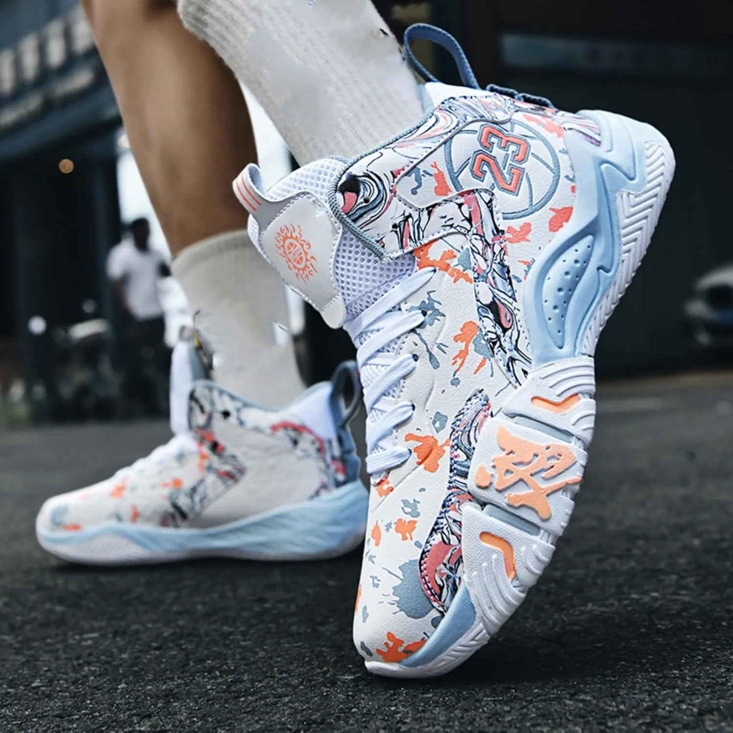 Men's Fashion Breathable Mesh High Top Basketball Shoes Non Slip Sports Sneakers Outdoor Running Training Volleyball Shoes