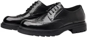 Men's Genuine Leather Lace Up Oxfords Comfort Wide Round Toe Non-Slip Dress Shoes for Driving Walking Wedding Outdoor Indoor Size