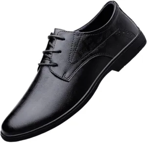 Men's Genuine Leather Oxford Dress Shoes - Classic Patent Leather Formal Business Casual Footwear for Office & Parties