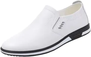 Men's Genuine Leather Slip On Loafers Fashion Casual Smoking Driving Moccasins Dress Shoes British Retro Tuxedo Formal Shoes for Prom Wedding Business