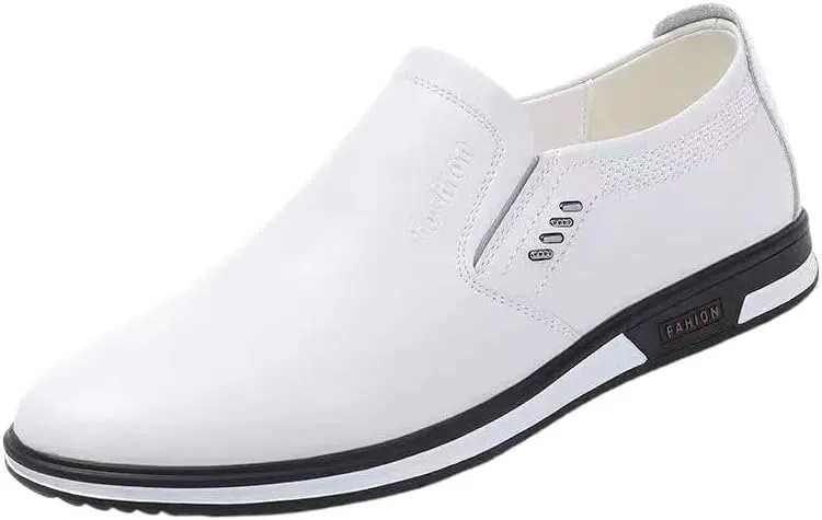 Men's Genuine Leather Slip On Loafers Fashion Casual Smoking Driving Moccasins Dress Shoes British Retro Tuxedo Formal Shoes for Prom Wedding Business