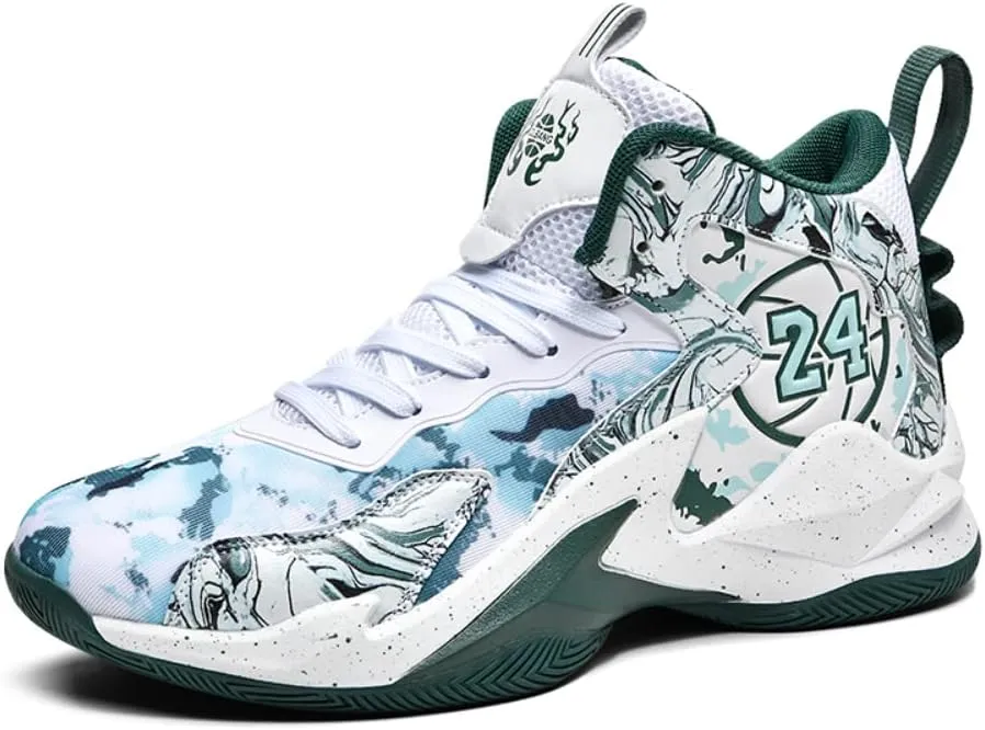 Men's High Top Basketball Shoes are Breathable and Lightweight Court Sports Shoes Suitable for Indoor/Outdoor Games