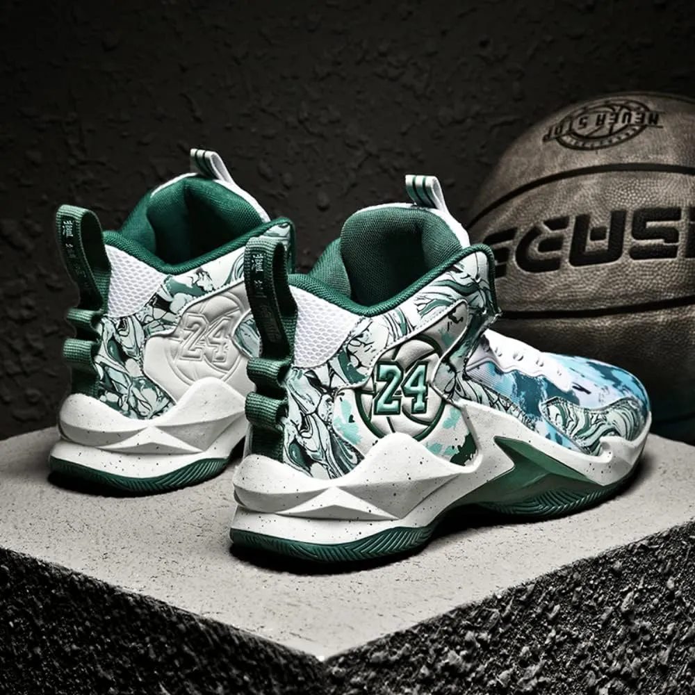Men's High Top Basketball Shoes are Breathable and Lightweight Court Sports Shoes Suitable for Indoor/Outdoor Games
