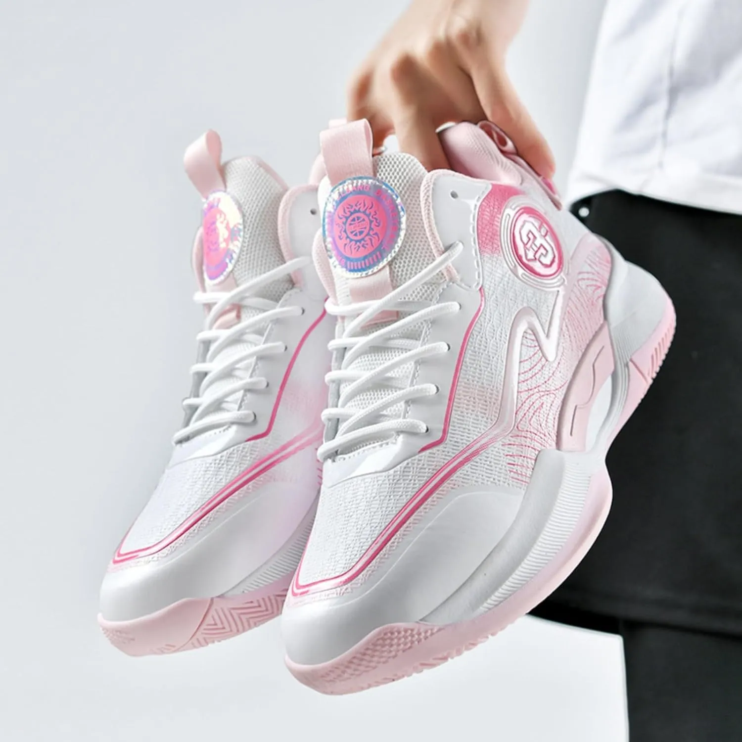 Men's High Top Basketball Shoes, Breathable Mesh Basketball Boots Suitable for Indoor/Outdoor Games