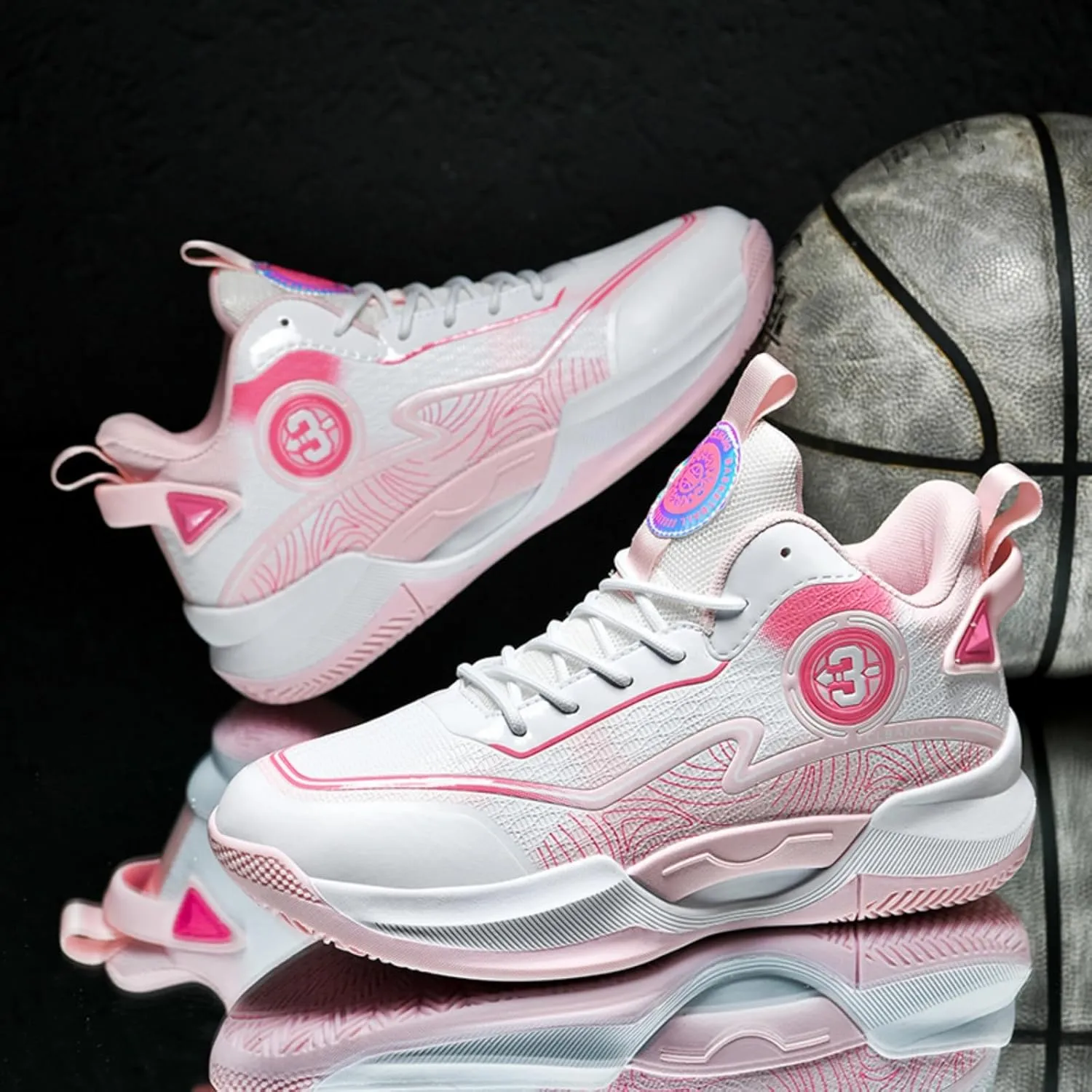 Men's High Top Basketball Shoes, Breathable Mesh Basketball Boots Suitable for Indoor/Outdoor Games