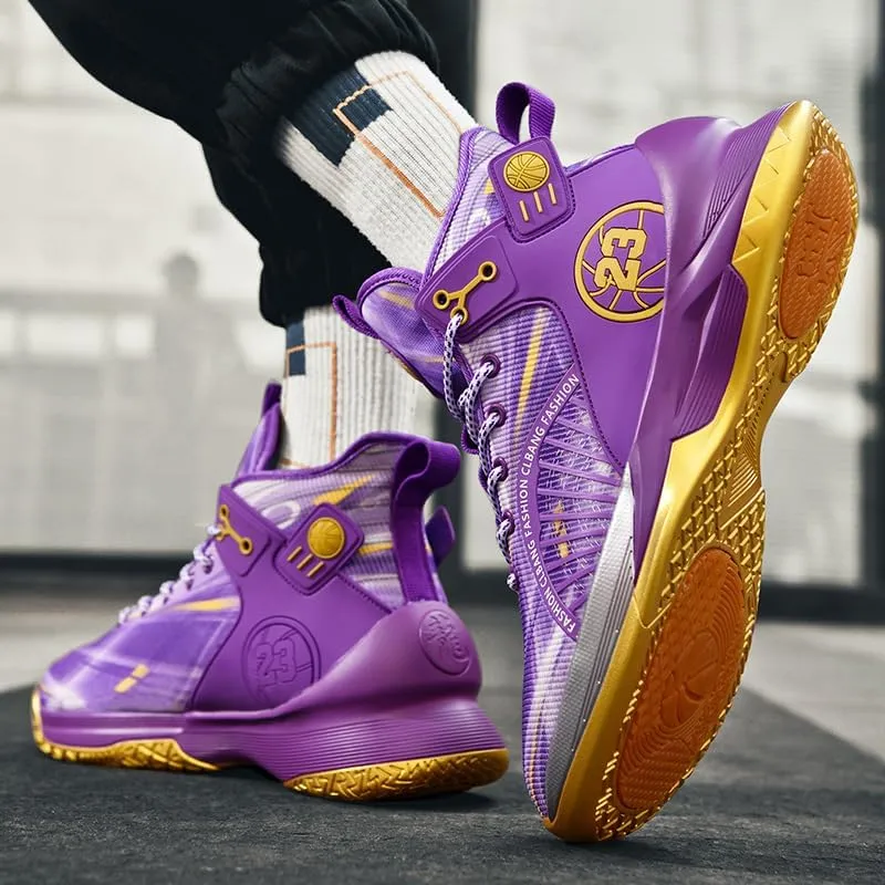 Men's High Top Basketball Shoes, Breathable Mesh Fabric, Anti Slip Sports Training Basketball Boots
