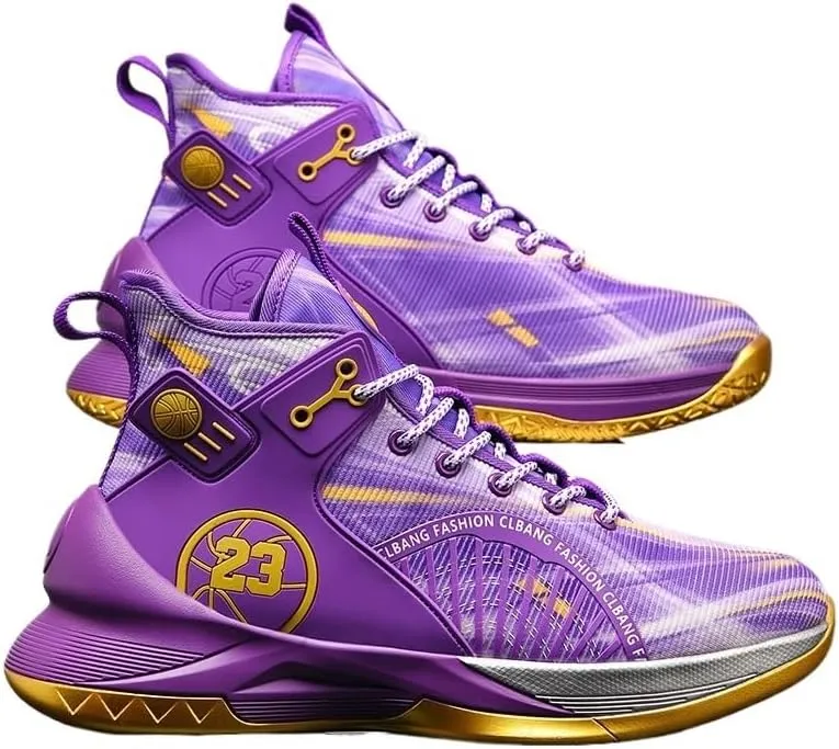 Men's High Top Basketball Shoes, Breathable Mesh Fabric, Anti Slip Sports Training Basketball Boots