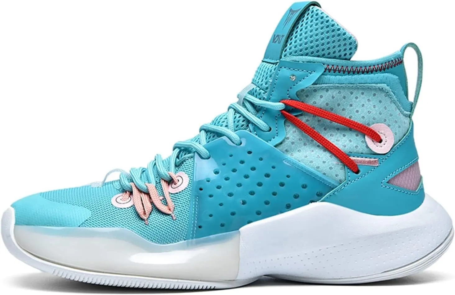 Men's High Top Basketball Shoes Fashionable Breathable Running Sports Anti Slip Training Boots(Cyan,7.5)
