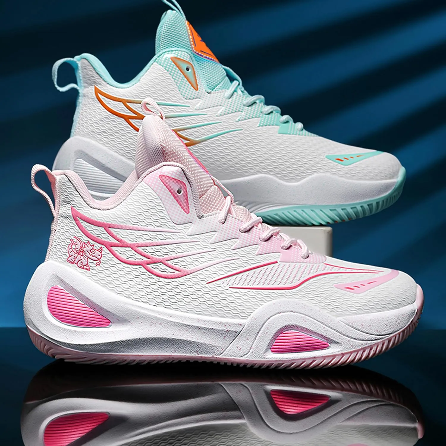 Men's High-Top Basketball Shoes - Slip-Resistant Durability, Street Art Design Athletic Sneakers for Indoor/Outdoor Sports
