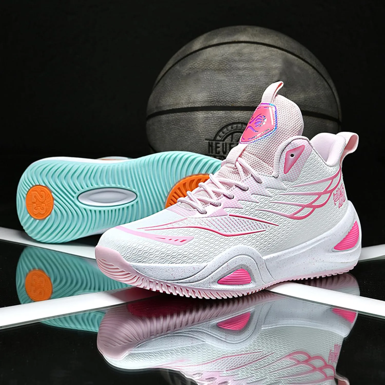 Men's High-Top Basketball Shoes - Slip-Resistant Durability, Street Art Design Athletic Sneakers for Indoor/Outdoor Sports