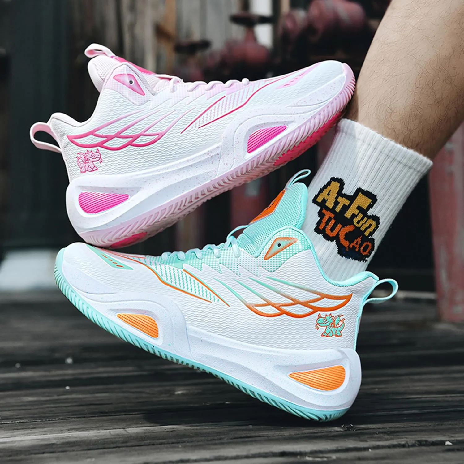 Men's High-Top Basketball Shoes - Slip-Resistant Durability, Street Art Design Athletic Sneakers for Indoor/Outdoor Sports