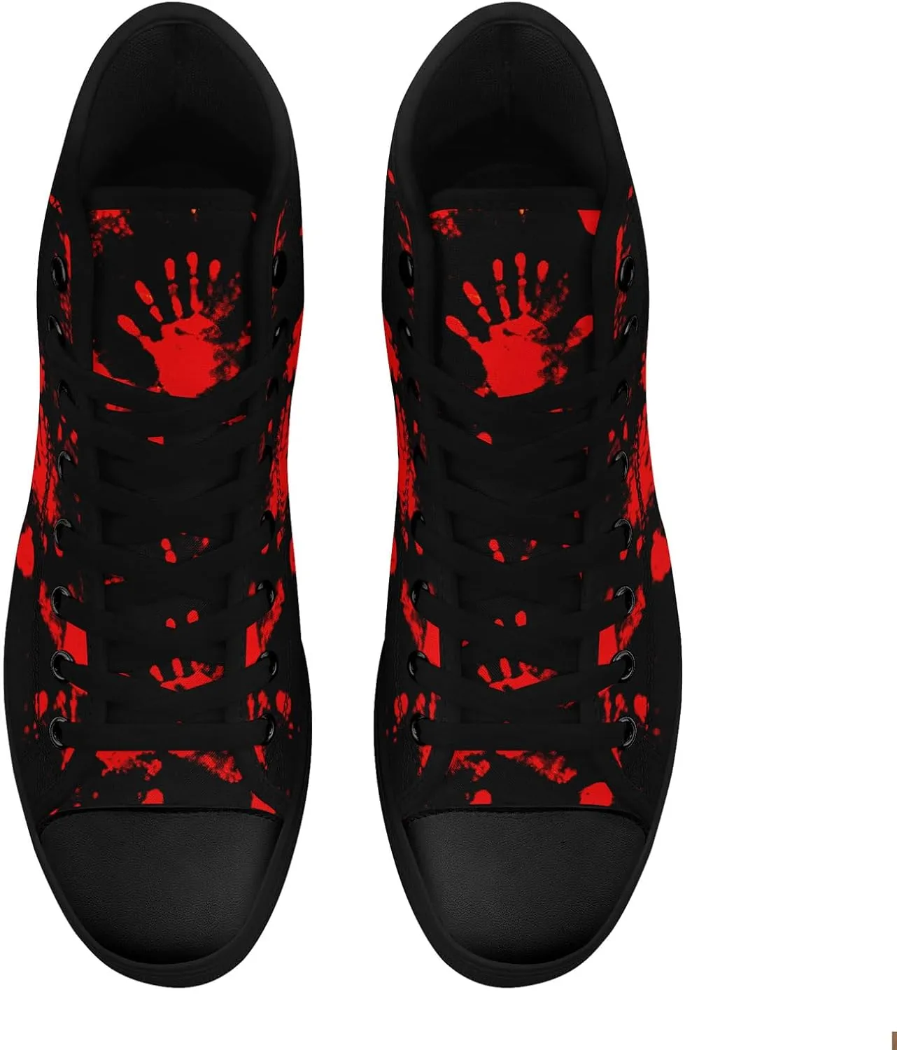Mens High Top Sneakers Lace-Up Gothic Designed Casual Steet Canvas Shoes for Women Red and Black Skull Shoes