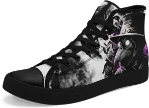Mens High Top Sneakers Lace-Up Gothic Designed Casual Steet Canvas Shoes for Women Red and Black Skull Shoes