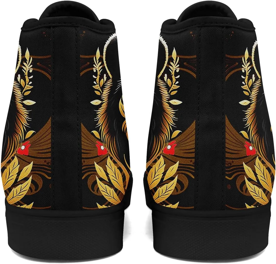 Mens High Top Sneakers Lace-Up Gothic Designed Casual Steet Canvas Shoes for Women Red and Black Skull Shoes